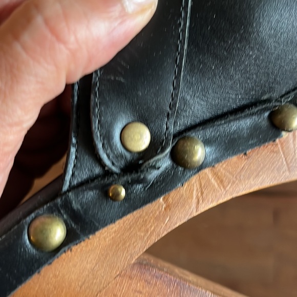 JEFFERY CAMPBELL black leather retro platform clogs size 9 GUC - Picture 7 of 7